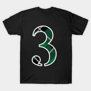 3 Sports Jersey Number Green Black Flannel T-Shirt